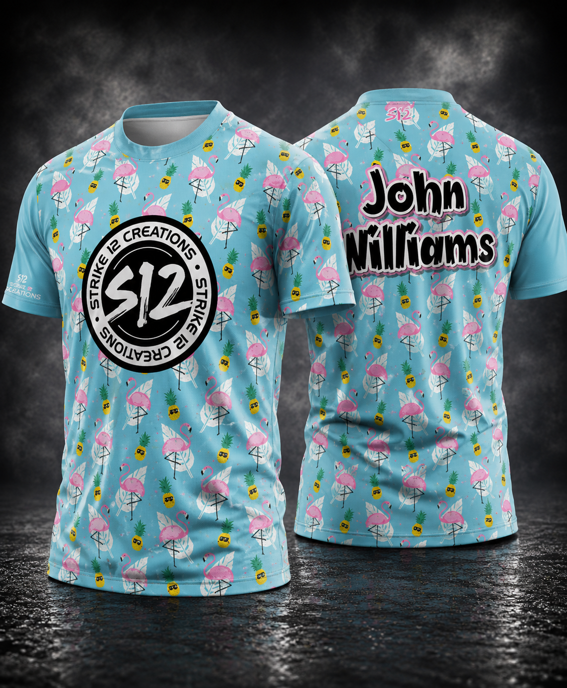 FLAMINGO PINEAPPLES LT BLUE #662